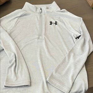 Youth Under Armour Light Gray quarter- Zip pullover Top